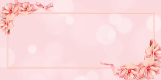 粉色简约母亲节粉色边框粉色花母亲节快乐展板背景